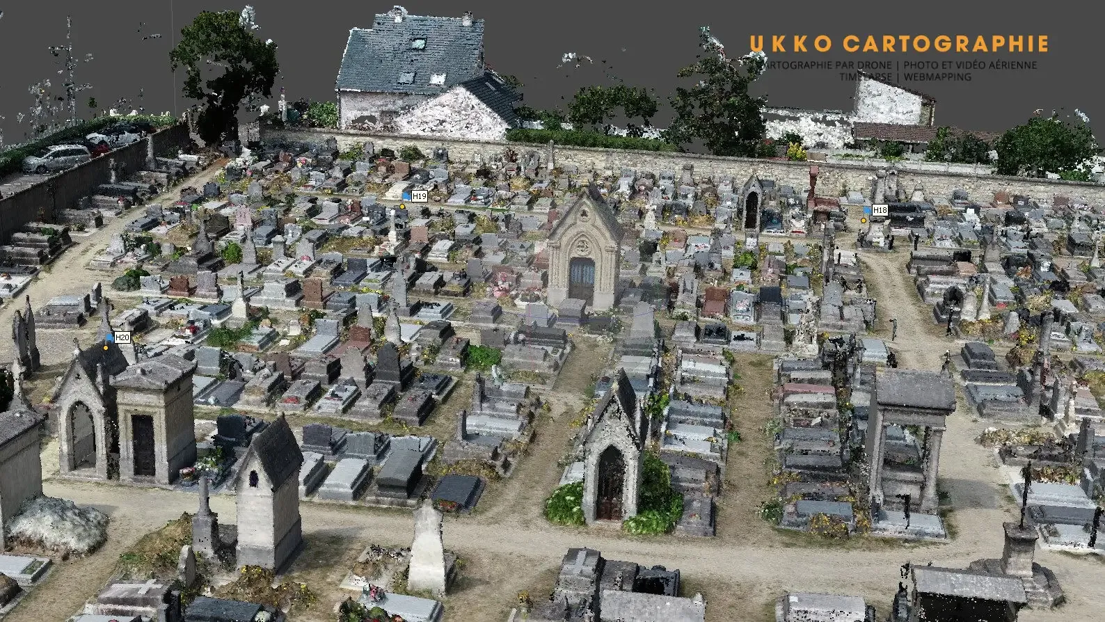 traitement par photogrammétrie d'un cimetière