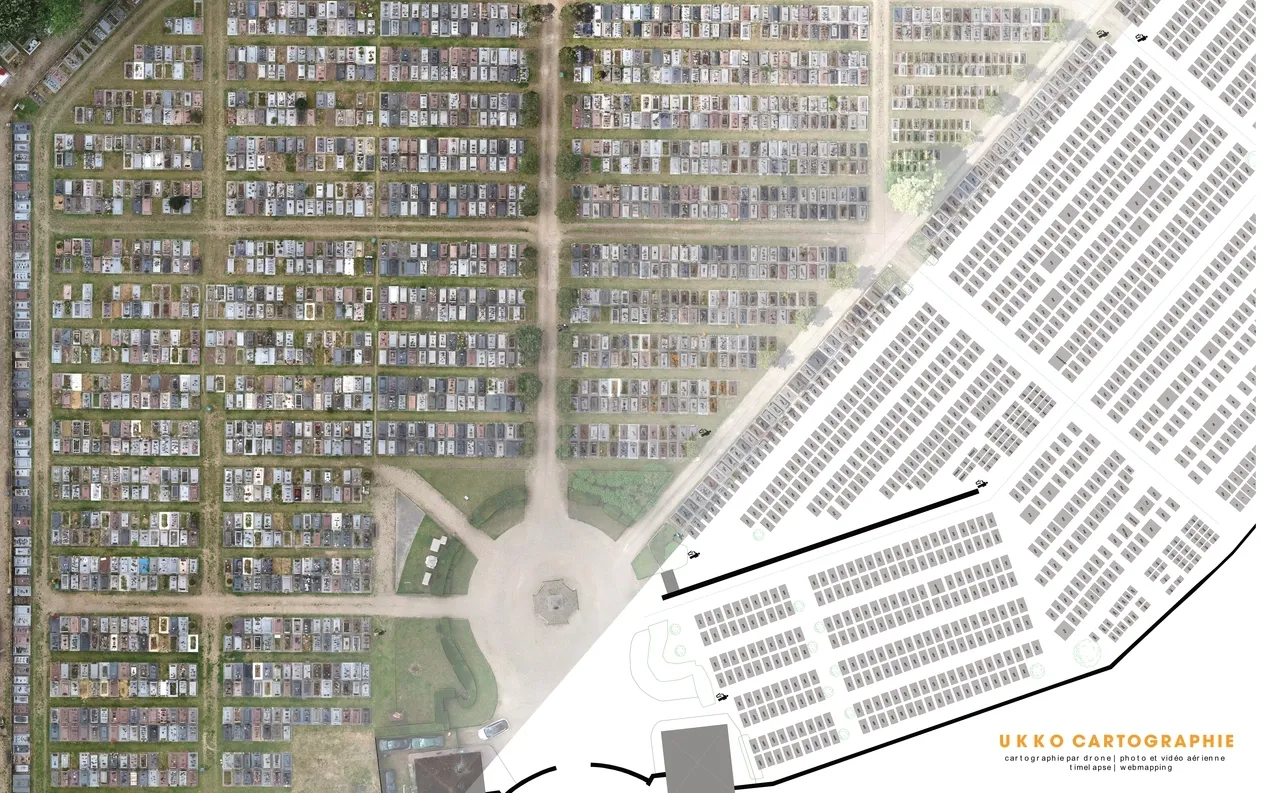 orthophotographie de cimetière exploitée pour la numérisation des concessions